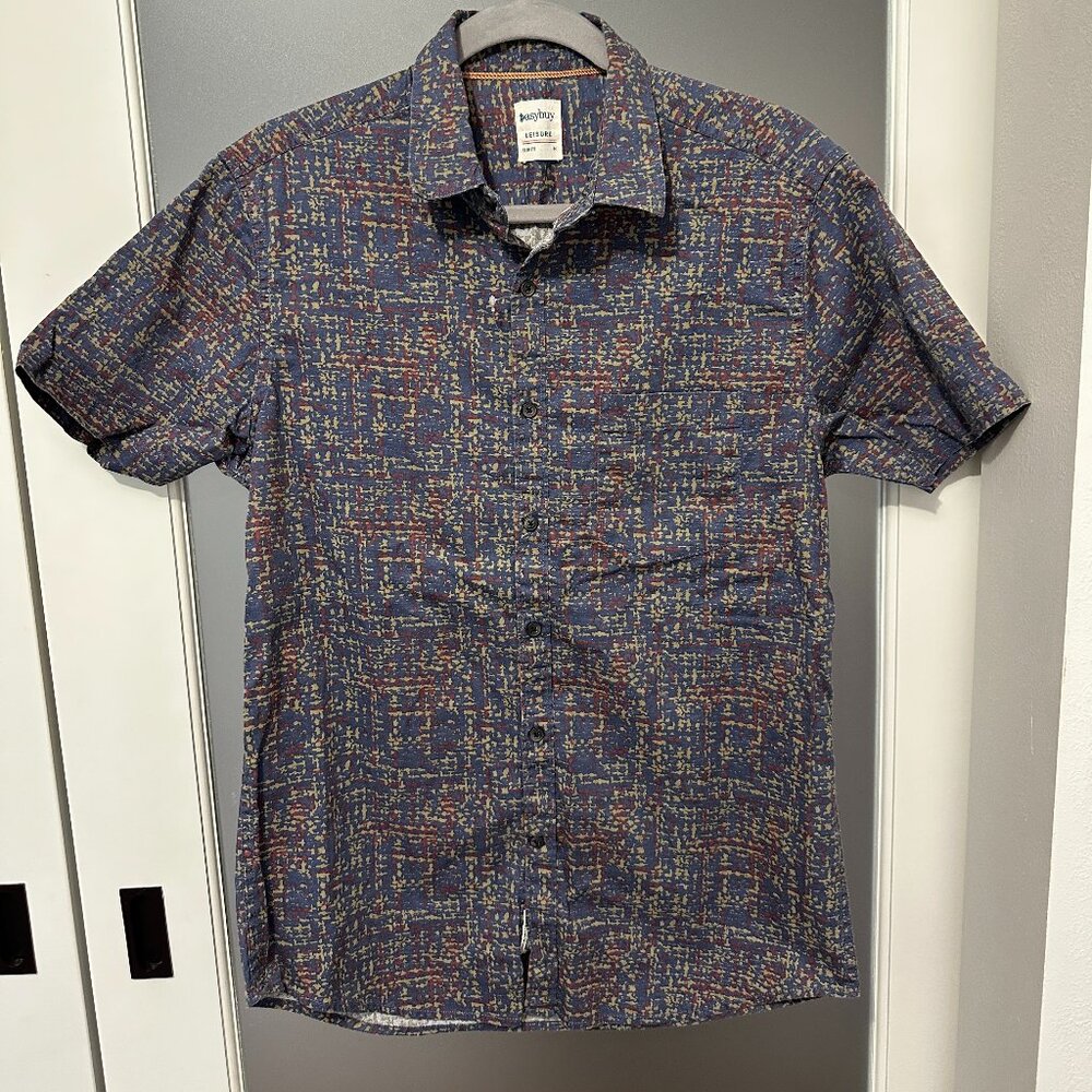 Men's Easybuy Leisure Slim-fit short-sleeve button-up shirt Medium